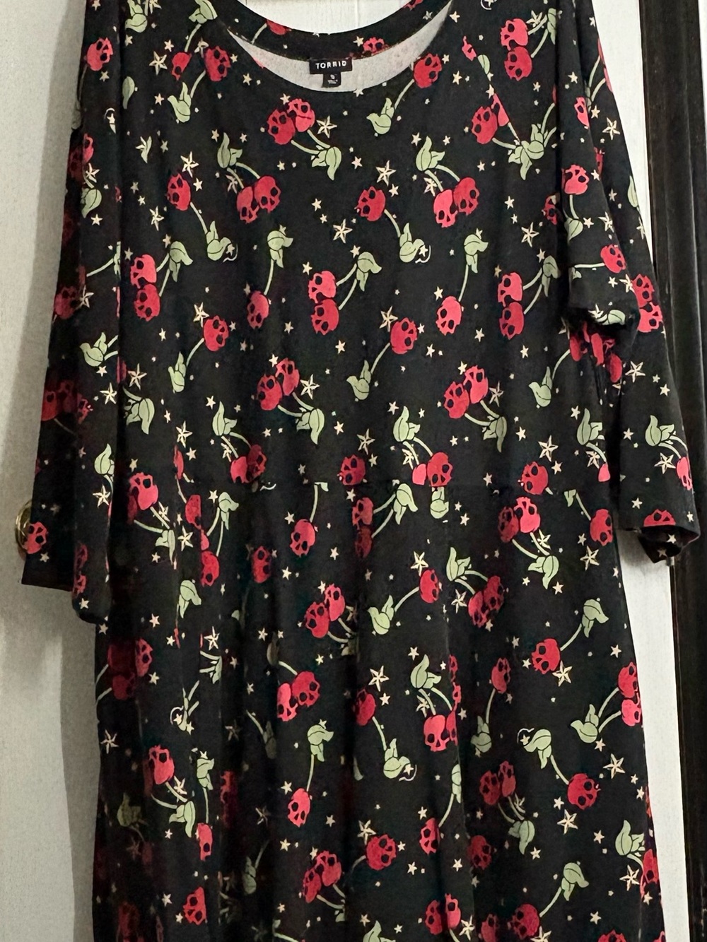 torrid Black Dress with Red Skull Cherry Print